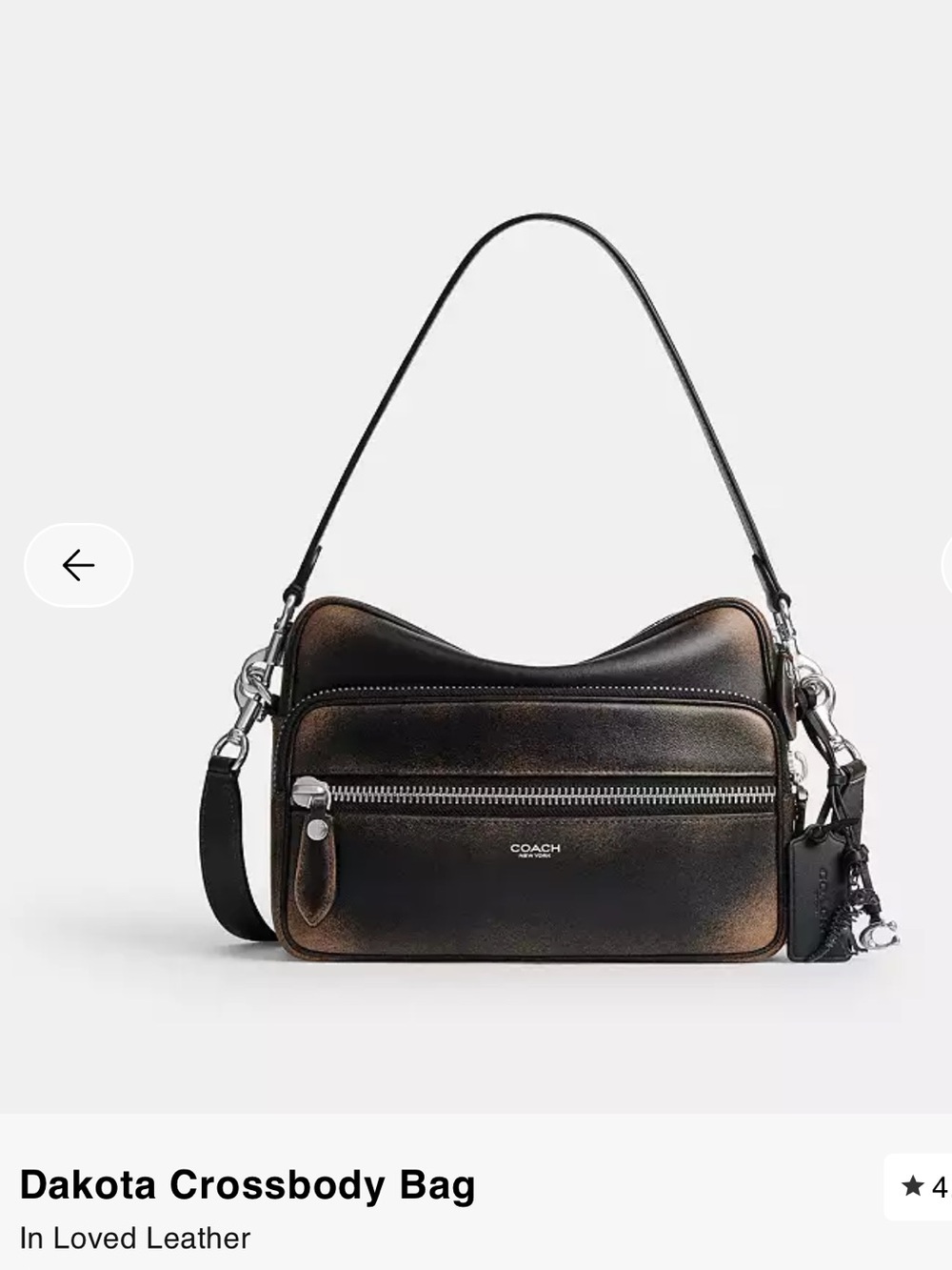 NWT Coach Dakota in Glovetanned Loved Leather Black/Tan Crossbody Bag w/ Charms